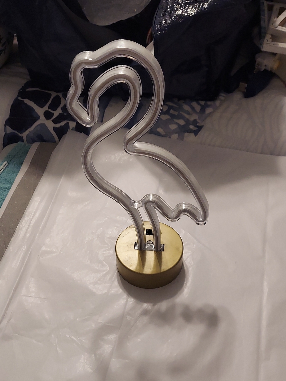 Clear Flamingo LED Table Accent with Gold Base - Unbranded